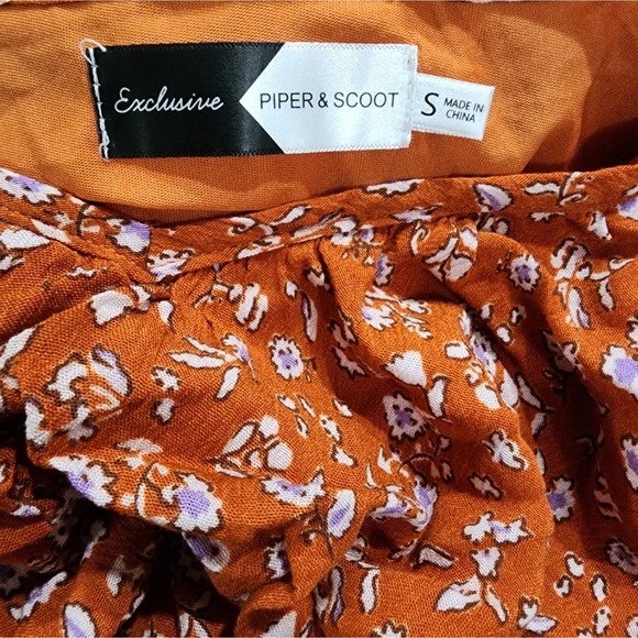 Piper and Scoot spicy mustard and white flora midil boho dress size small new!!! - Picture 6 of 7